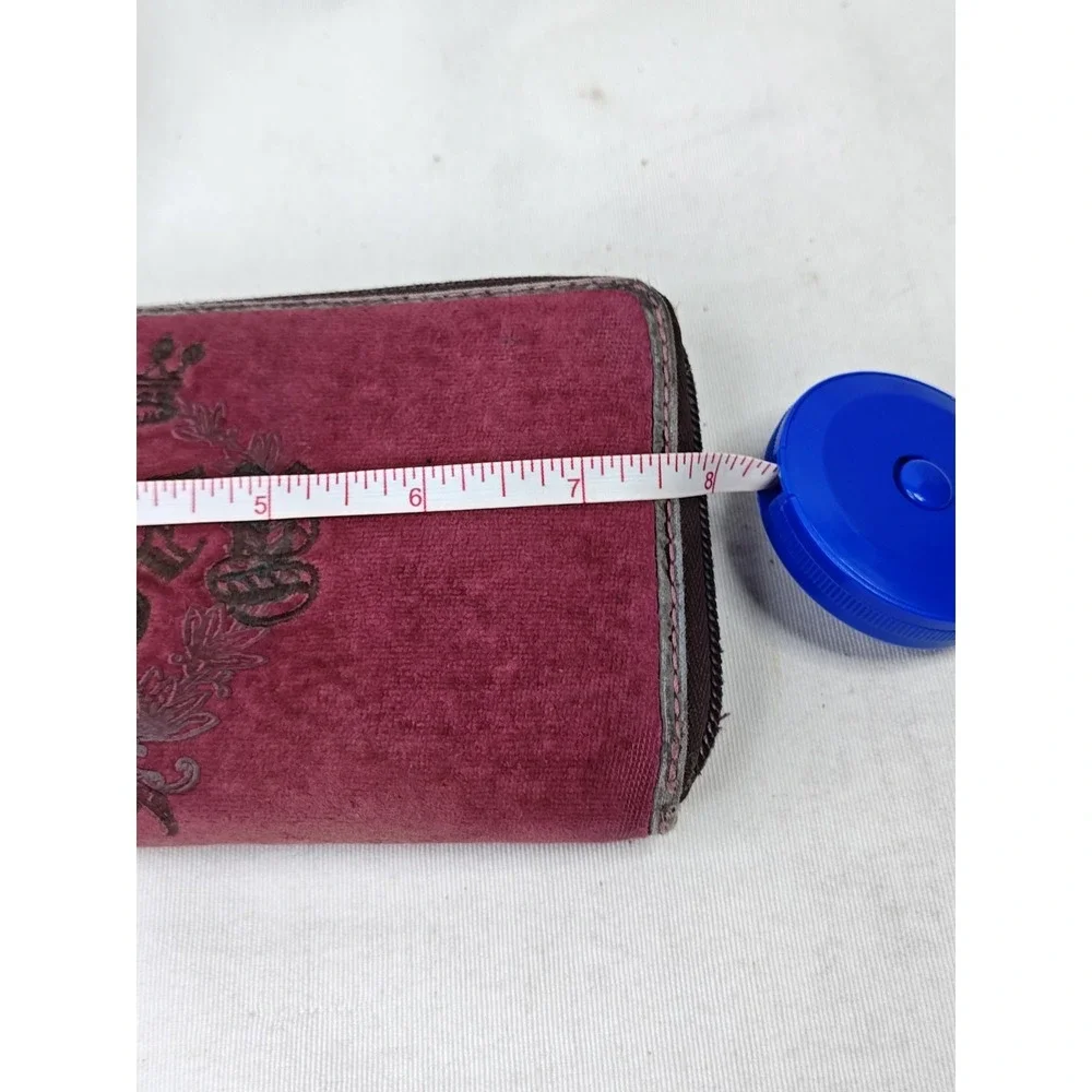 Juicy Couture Women's Pink crest Soft velour wallet Folding Credit Card‎ Money